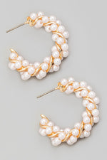  Pearl Twist Hoop Earrings Gold