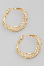  Twisted Metallic Mesh Hoop Earrings Gold