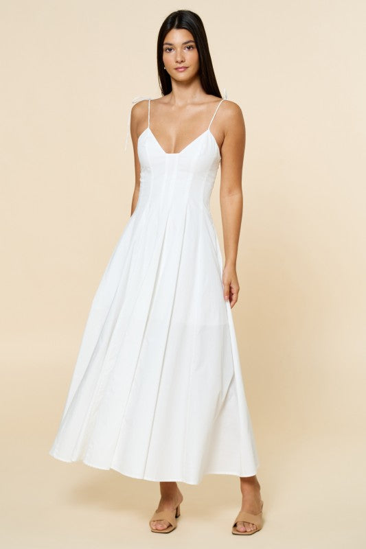 Lennon Sleeveless Pleated Maxi Dress White LARGE