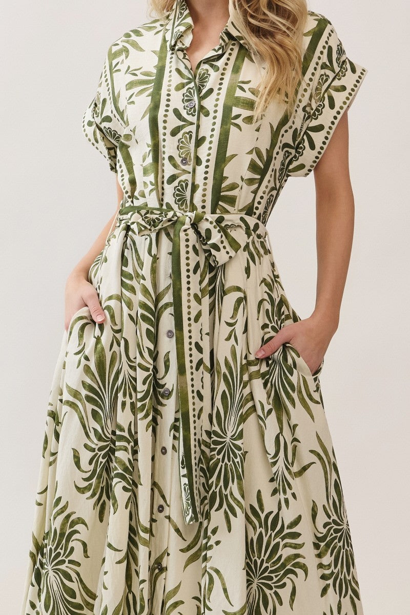 green damask dress Green Victorian Damask Off-Shoulder Midi Dress