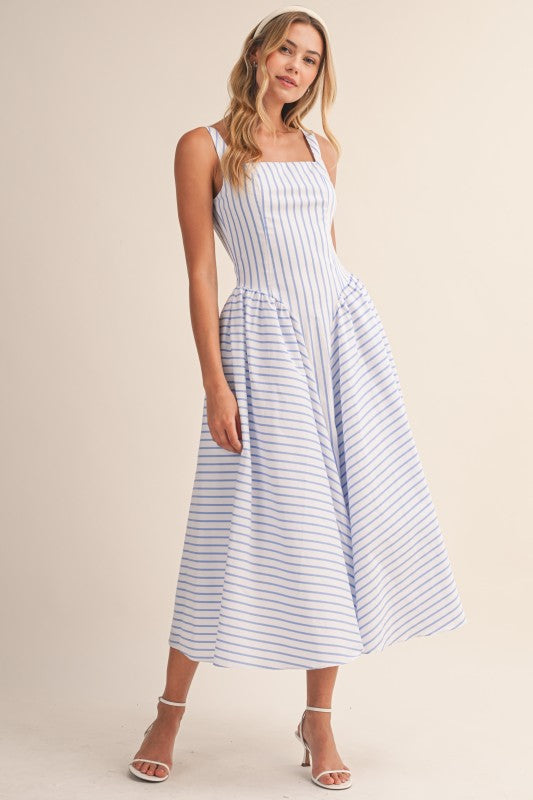 midi dress wide straps White A-line Midi Dress With Sweetheart Neckline and Wide Straps for Bridal or Cocktail Parties
