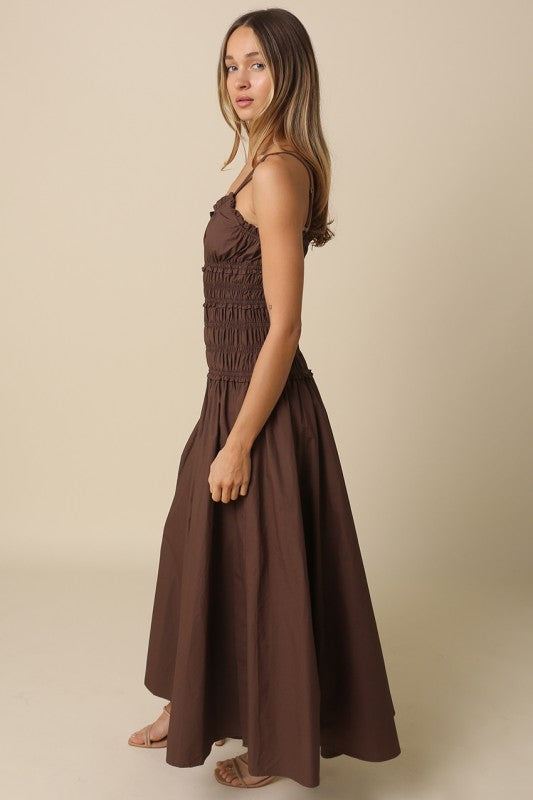 brown maxi dress sleeveless Waitlist 8/20 • Janine Smocked LARGE Black Taffeta Embellished Trim casual dresses Sexy dresses Occasion:HALLOWEEN SIZE - True to U.S. Size (Regular Width):9