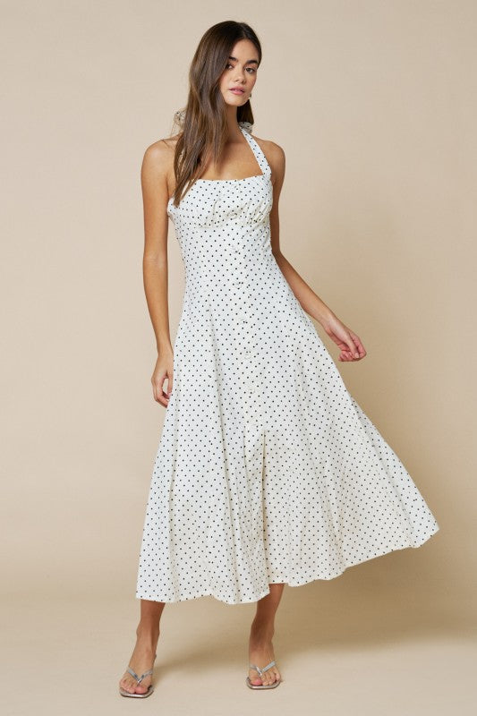 polka dot midi dress halter Kimbelle Halter Maxi Dress Cream | Polka Dot | Cream | Polka Dot | Womens