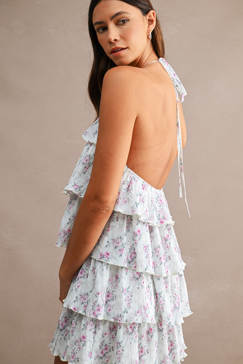 halter tiered mini dress Odessa Sleeveless Blue – Miss Match Group Inc march30
