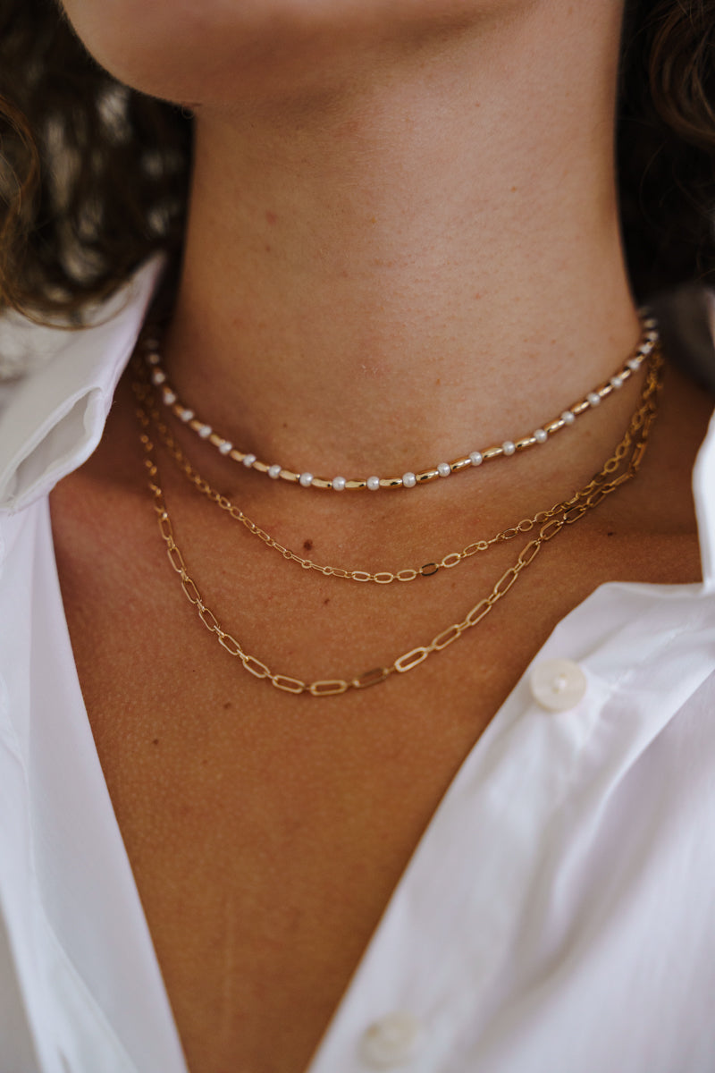 Rumi Layered Chain Link Necklace Gold – Miss Match Group Inc.