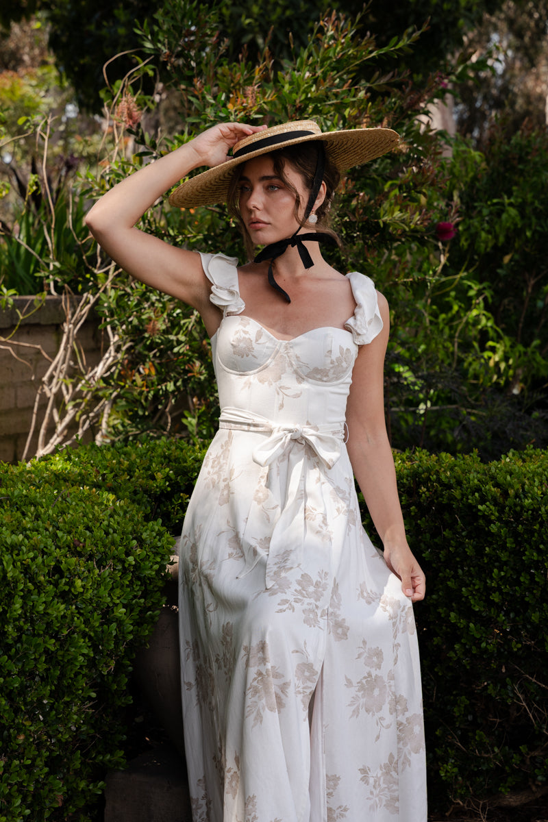 floral tie maxi dress Floral Ivory Tie Strap Maxi Dress | Trendy Women's Clothing