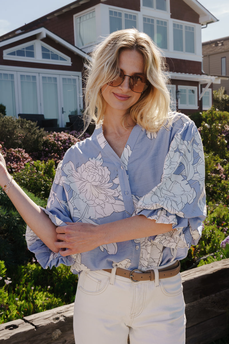 blue and white floral dress shirt Blue White Hibiscus Long Sleeve Men Button up Shirt, Navy Floral Flowers Tropical Print Male Guys Buttoned Down Collar Casual Dress Shirt