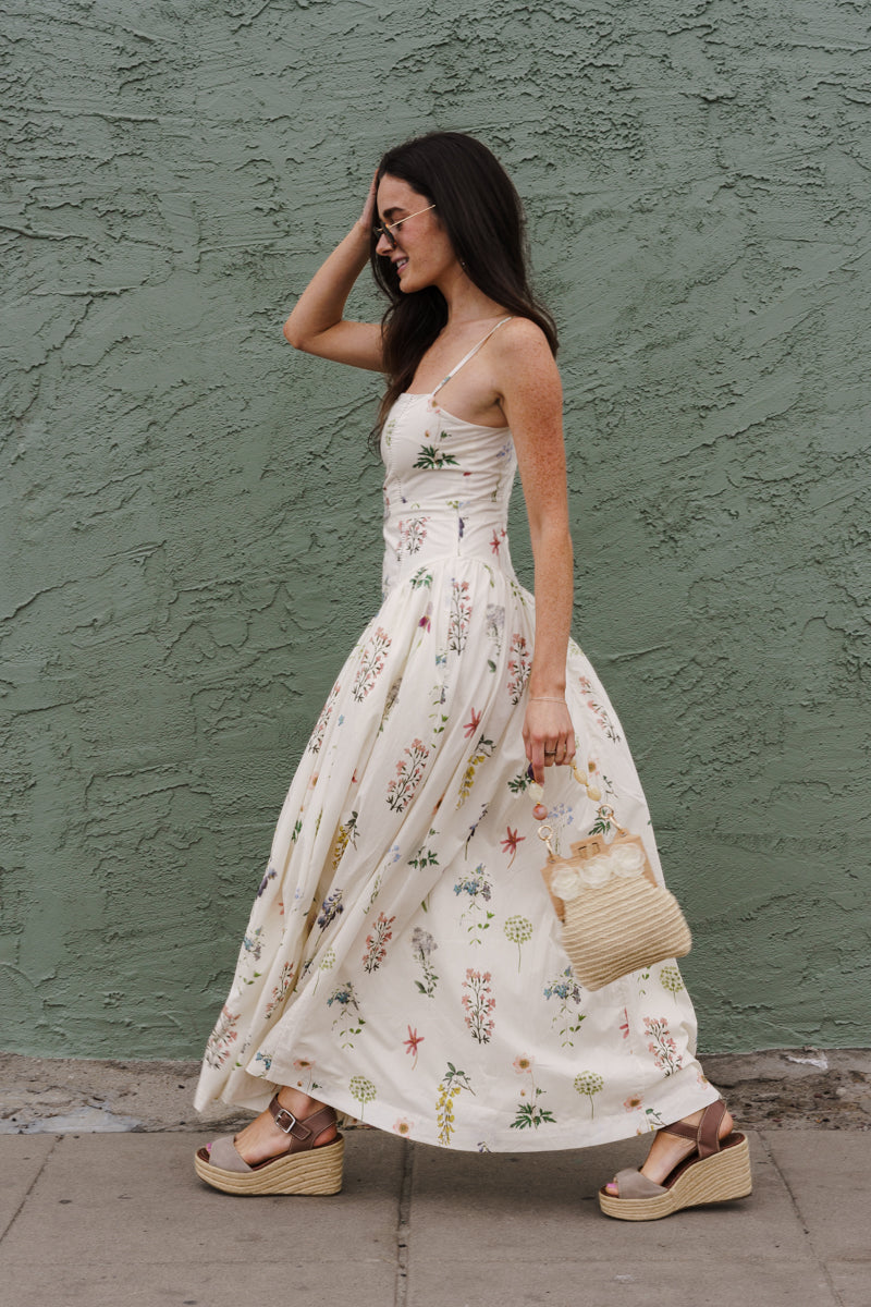 cream sleeveless maxi dress Skylar Sleeveless Floral Print Maxi Dress Cream SMALL