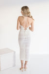 Sleeveless Cross Back Crochet Midi Dress White