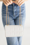  Quilted Faux Leather Purse White