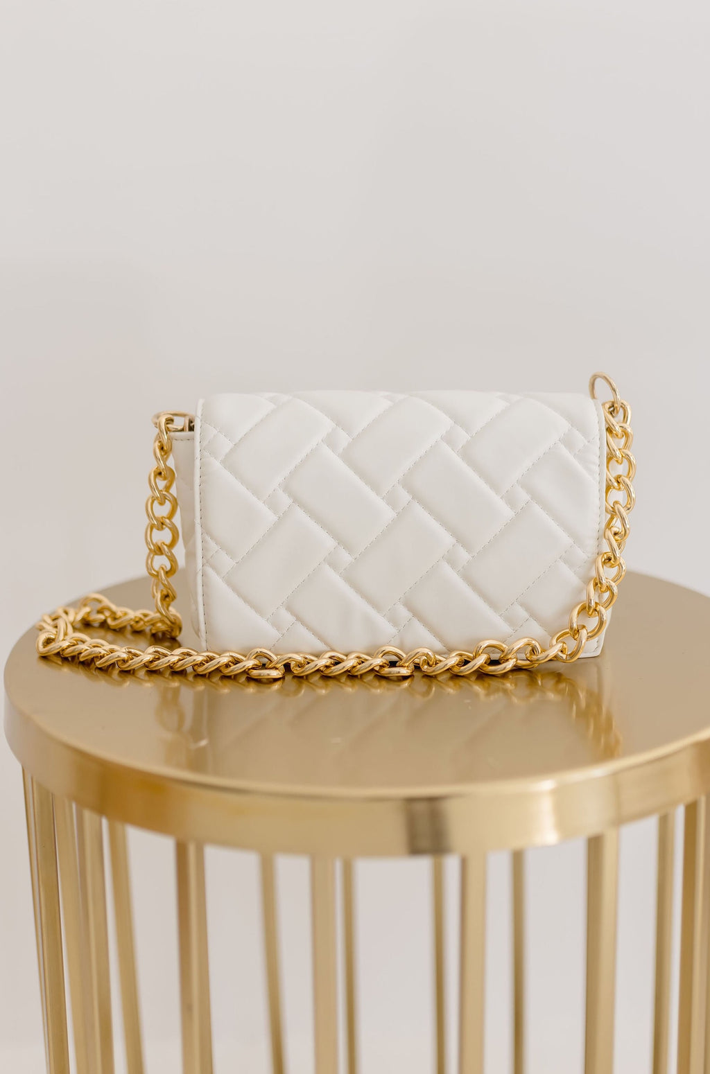 Quilted Faux Leather Purse White