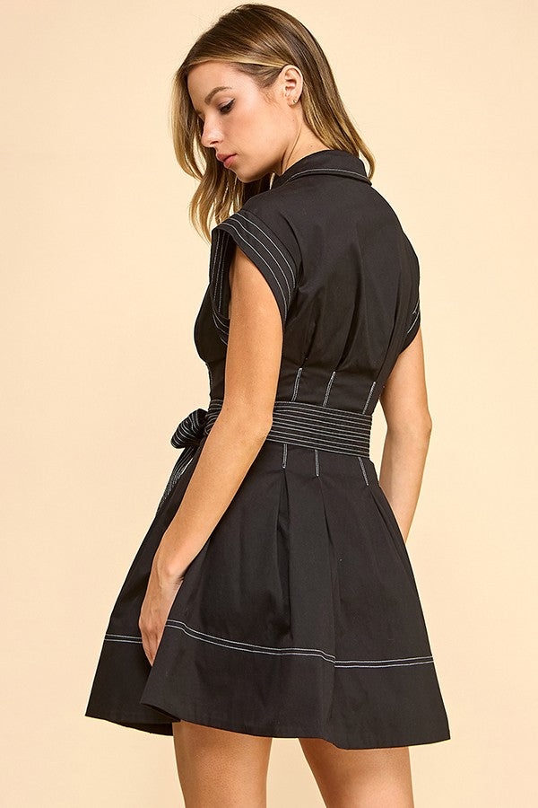 belted black mini dress Rayna Sleeveless Zip Up Contrast Stitch SMALL Size:Tailor-made The mini length keeps EOSSJAN26 Taylee Halterneck Maxi Dress