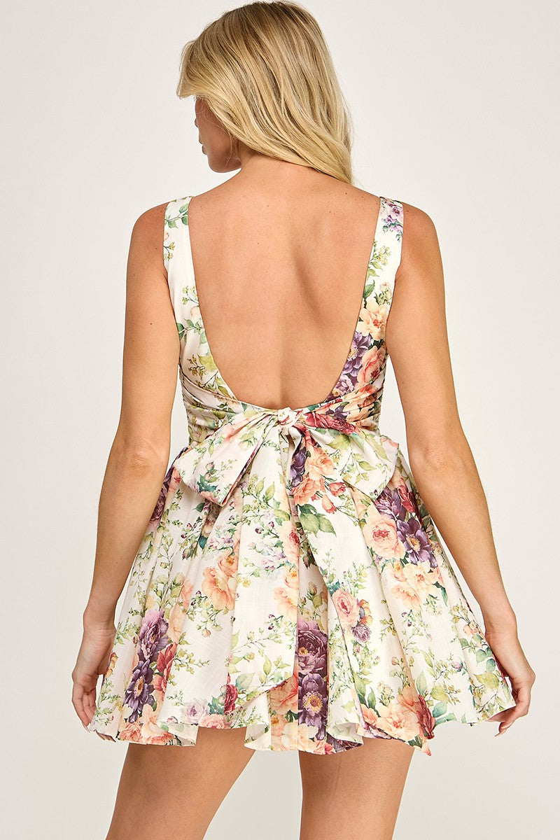 retro floral mini dress Miss Selfridge slinky halter cut out mini dress in retro floral