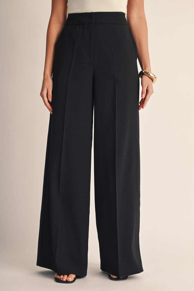 Norma High Waist Tailored Wide Leg Pants Black