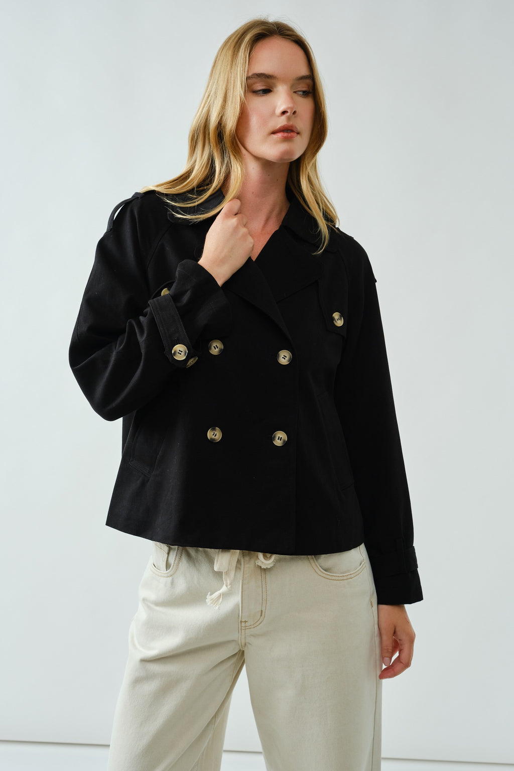 Long Sleeve Double Breasted Jacket Black