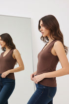 Sleeveless Double Layered Top Brown
