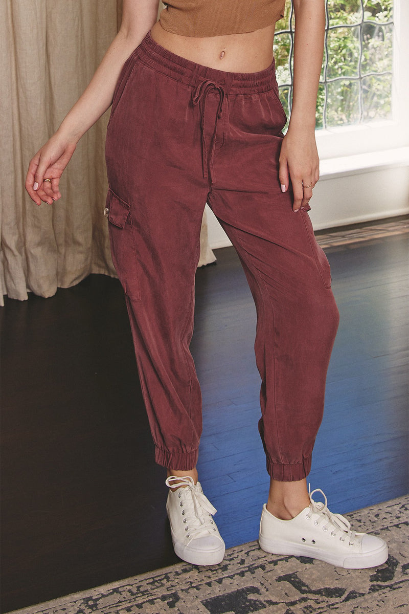 Wren High Waist Cargo Jogger Pants Mauve