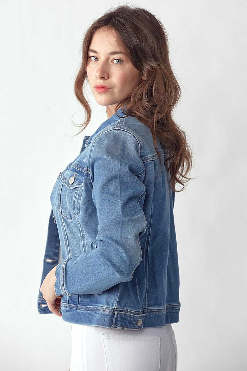 Long Sleeve Denim Jacket Light Wash