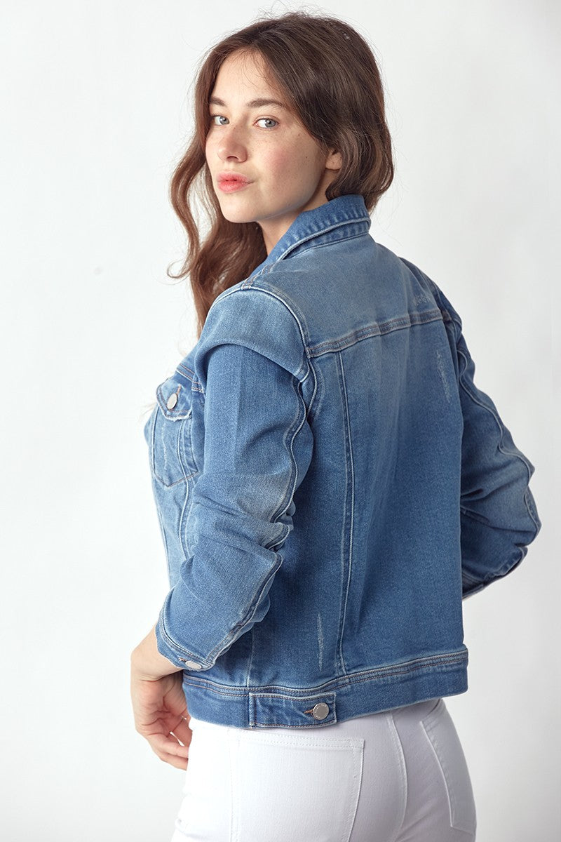Long Sleeve Denim Jacket Light Wash