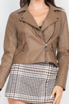Vegan Leather Moto Jacket Mocha