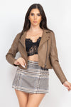 Vegan Leather Moto Jacket Mocha