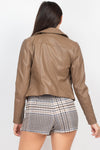 Vegan Leather Moto Jacket Mocha