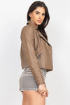 Vegan Leather Moto Jacket Mocha