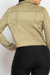 Vegan Suede Moto Jacket Olive