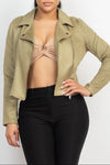 Vegan Suede Moto Jacket Olive