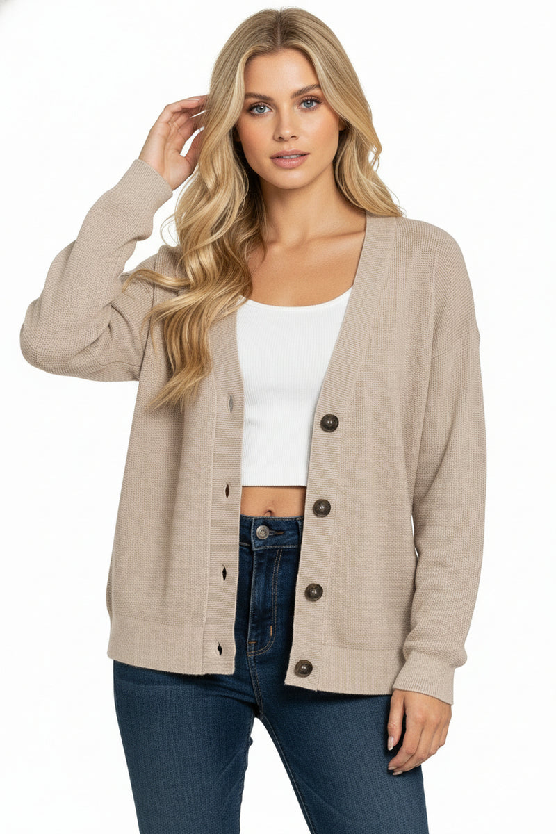 Long Sleeve Button Down Cardigan Mocha