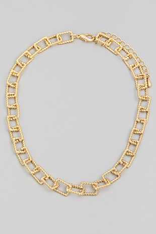 Square Chain Link Necklace Gold