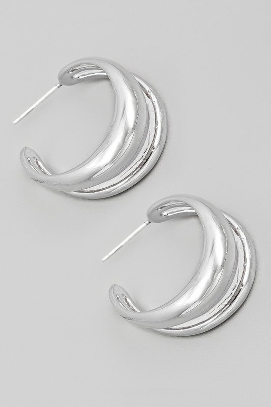 Double Hoop Earrings Silver