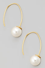 Semi Hoop Pearl Earrings Gold