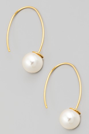 Semi Hoop Pearl Earrings Gold