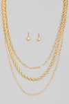  Layered Assorted Rope Chain Link Necklace Gold