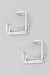 Jaye Metallic Mesh Square Hoop Earrings Silver