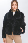 Long Sleeve Faux Fur Jacket Black