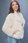  Long Sleeve Faux Fur Jacket Ivory
