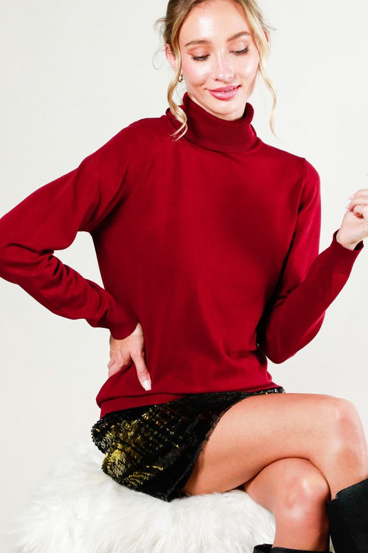 Long Sleeve Turtleneck Sweater Burgundy