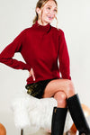 Long Sleeve Turtleneck Sweater Burgundy