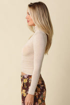 Long Sleeve Mock Neck Knit Top Oatmeal