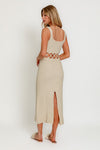  Sleeveless Waist Link Crochet Midi Dress Cream