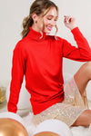 Long Sleeve Turtleneck Sweater Red