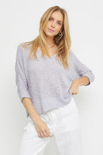  Short Dolman Sleeve Sweater Knit Top Purple