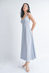  Sleeveless Linen Midi Dress Blue