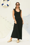 Sleeveless Ribbed Knit Maxi Dress Black