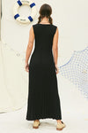 Sleeveless Ribbed Knit Maxi Dress Black