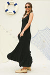 Sleeveless Ribbed Knit Maxi Dress Black