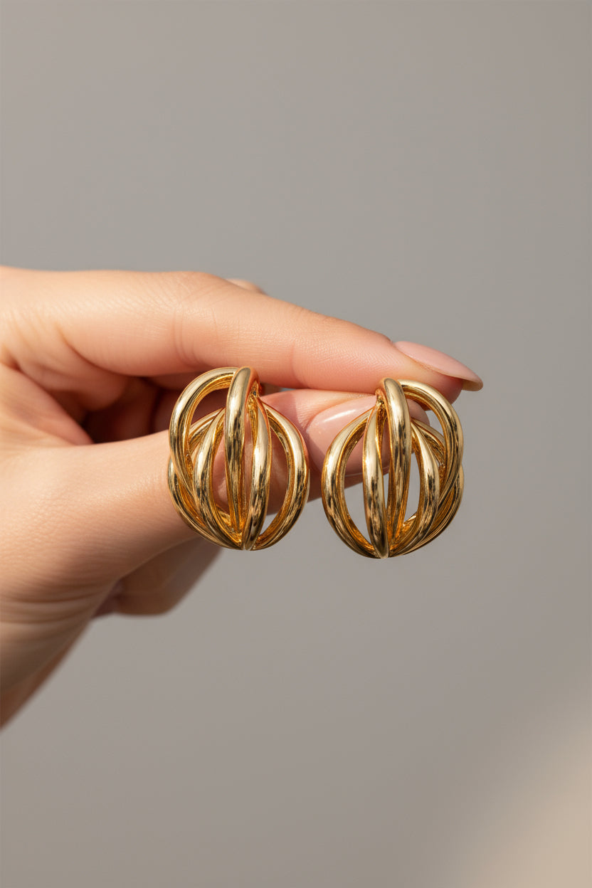 Abstract Metallic Layered Drop Earrings