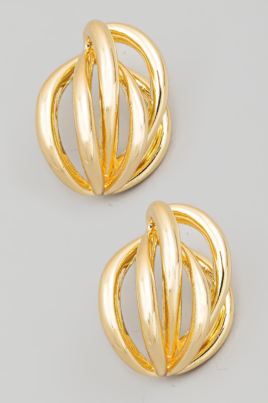 Abstract Metallic Layered Drop Earrings